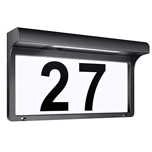 LeiDrail Solarhausnummer Hausnummer LED Solarleuchte Solar Außenwandleuchte Hausnummernleuchte Wandleuchte Hausnummernschild Beleuchtet Hausnummer Schild Wetterfest -Metall (31.5 x 17.5 cm) von LeiDrail