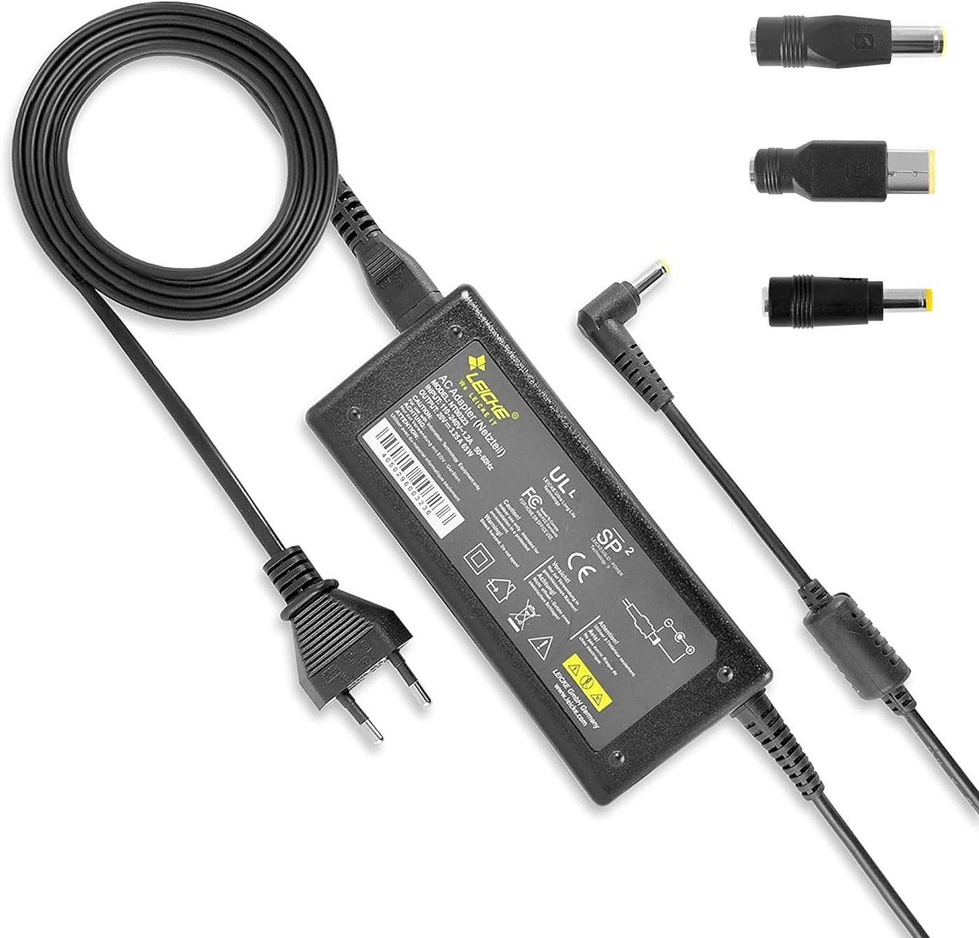 Leicke ULL Universalnetzteil Netzteil Ladegerät für Lenovo 20V 3.25A 65W Netzteil (Kompatibel für Acer Asus Toshiba Medion 19V 3.42A 65W mit 4 Stecker) von Leicke