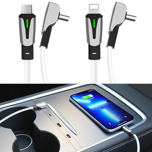 Leikaendi Auto USB Hub Multiport Ladegerät für Tesla Model 3 Model Y Zubehör 2021-2023, USB Dock Ladestation für Tesla Auto Mittelkonsole (Type-C x 1 & Lightning x 1) von Leikaendi