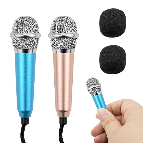2 Stück Mini Karaoke Mikrofon,Kleines Karaoke Mikrofon für Telefon mit 3,5-mm-Universalkabel,Kabelgebundenes Mikrofon aus Metall,Tragbares Gesangsmikrofon Kondensatormikrofon für Laptop Notebook von Leikedun