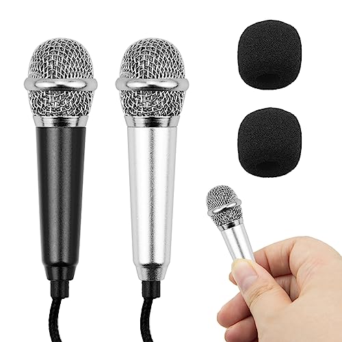 2 Stück Mini Karaoke Mikrofon,Kleines Karaoke Mikrofon für Telefon mit 3,5-mm-Universalkabel,Kabelgebundenes Mikrofon aus Metall,Tragbares Gesangsmikrofon Kondensatormikrofon für Laptop Notebook von Leikedun