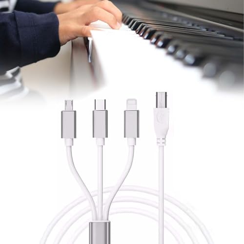 3 in1 USB C auf USB B Midi-Kabel: 1m USB OTG Kabel Typ C auf USB B Druckerkabel für Iphone, IOS, Midi-Controller Elektronischem Musikinstrument Audio Interface Midi-Tastatur Midi-Keyboard(Weiß) von Leikurvo