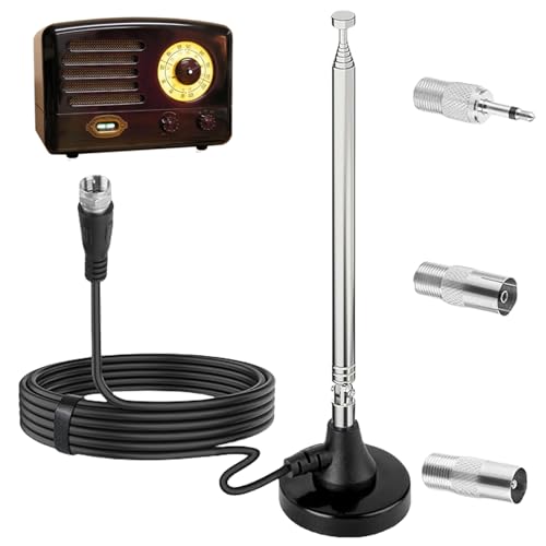 DAB UKW FM Radio Antenne, Radio Antenne mit Magnetfuß 3M Verlängerungskabel, Digitales Teleskopantenne 180° Drehbar für Stereoempfänger Audio Vedio, Heimkinoempfänger, HiFi-Receiver DAB UKW FM Radio Antenne, Radio Antenne mit Magnetfuß 3M Verlängerungskabel, Digitales Teleskopantenne 180° Drehbar für Stereoempfänger Audio Vedio, Heimkinoempfänger, HiFi-Receiver von Leikurvo