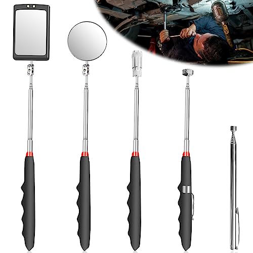 Leikurvo 5 Stück Versenkbar Inspektionsspiegel Kit: Teleskopspiegel Teleskop Magnet Werkzeug mit LED Lampe, Quadratisch und Runder Inspektionsspiegel Teleskopgriff 360 Drehbar Pick up Tool Set Leikurvo 5 Stück Versenkbar Inspektionsspiegel Kit: Teleskopspiegel Teleskop Magnet Werkzeug mit LED Lampe, Quadratisch und Runder Inspektionsspiegel Teleskopgriff 360 Drehbar Pick up Tool Set von Leikurvo