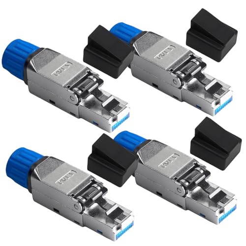 Leikurvo RJ45 Stecker Werkzeuglos, Netzwerkstecker Cat7 Werkzeuglos, Lan Stecker CAT8 CAT7 CAT6A für Patchkabel Verlegekabel, 10 Gbit/s 600 MHz, 4 Stück Leikurvo RJ45 Stecker Werkzeuglos, Netzwerkstecker Cat7 Werkzeuglos, Lan Stecker CAT8 CAT7 CAT6A für Patchkabel Verlegekabel, 10 Gbit/s 600 MHz, 4 Stück von Leikurvo