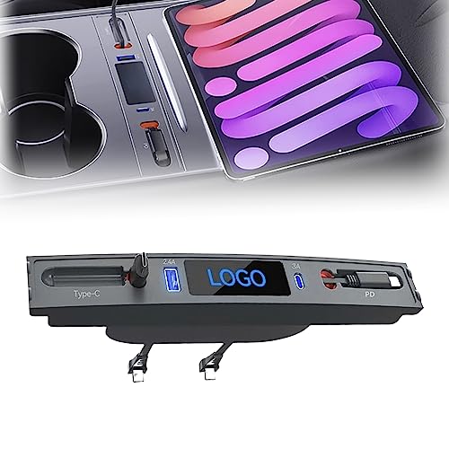 Tesla-USB Hub Docking Station, USB Hub für Tesla-Model 3/Y 2023-2021, Digitalanzeige Mittelkonsolen mit 2 Aufladekabel 80cm, 27W Schnelles Ladegerät Multiport für Tesla-Model 3/Y Zubehör,Grau Tesla-USB Hub Docking Station, USB Hub für Tesla-Model 3/Y 2023-2021, Digitalanzeige Mittelkonsolen mit 2 Aufladekabel 80cm, 27W Schnelles Ladegerät Multiport für Tesla-Model 3/Y Zubehör,Grau von Leikurvo