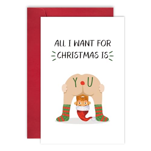 Leinessy Freche Weihnachtskarte für Ehemann und Ihn, All I Want for Christmas is You. Sexy Weihnachtskarte für Freund, LNS-HC131 von Leinessy