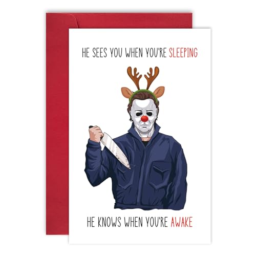 Leinessy Lustige Michael Slasher Weihnachtskarte, Horrorfilm-Weihnachtskarte, lustige Weihnachtskarte für Ehemann, Sohn, Freund von Leinessy