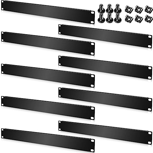 Leinuosen 20 Stück 1U Blank Panel Metall Rack Mount Filler Panel Flach Zerlegte Metallplatte Blank Rack Mount Panel Spacer für 48,3 cm Server Rack Netzwerkschrank oder Gehäuse, Schwarz von Leinuosen