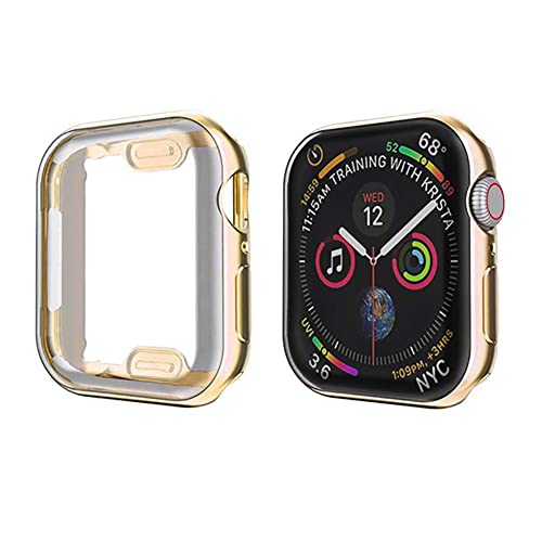 Case Hülle mit Displayschutz Kompatibel mit Apple Watch Series 3/2/1 38mm, TPU Rundum Schutzhülle Ultradünne Weiche Schutz Case für iWatch Series 3 38mm - Gold von Leishouer