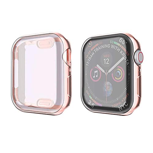 Case Hülle mit Displayschutz Kompatibel mit Apple Watch Series 3/2/1 38mm, TPU Rundum Schutzhülle Ultradünne Weiche Schutz Case für iWatch Series 3 38mm - Roségold von Leishouer