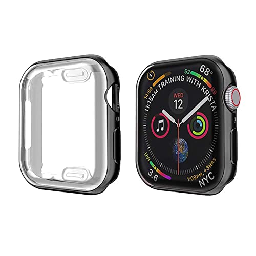 Case Hülle mit Displayschutz Kompatibel mit Apple Watch Series 3/2/1 38mm, TPU Rundum Schutzhülle Ultradünne Weiche Schutz Case für iWatch Series 3 38mm - Schwarz von Leishouer