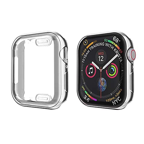 Case Hülle mit Displayschutz Kompatibel mit Apple Watch Series 3/2/1 38mm, TPU Rundum Schutzhülle Ultradünne Weiche Schutz Case für iWatch Series 3 38mm - Silber von Leishouer