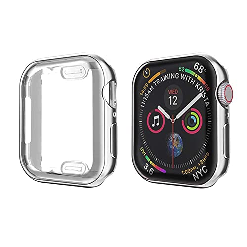 Case Hülle mit Displayschutz Kompatibel mit Apple Watch Series 3/2/1 42mm, TPU Rundum Schutzhülle Ultradünne Weiche Schutz Case für iWatch Series 3 42mm - Silber von Leishouer