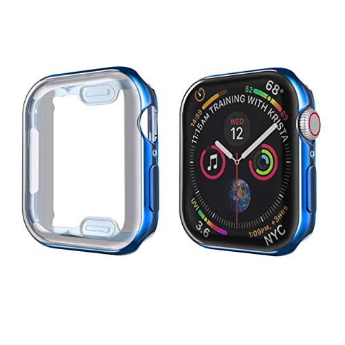 Case Hülle mit Displayschutz Kompatibel mit Apple Watch Series 6/5/4/SE 44mm, TPU Rundum Schutzhülle Ultradünne Weiche Schutz Case für iWatch Series 6/5/4/SE 44mm - Blau von Leishouer