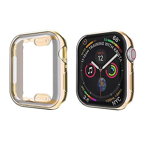 Case Hülle mit Displayschutz Kompatibel mit Apple Watch Series 6/5/4/SE 44mm, TPU Rundum Schutzhülle Ultradünne Weiche Schutz Case für iWatch Series 6/5/4/SE 44mm - Gold von Leishouer