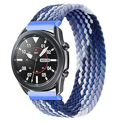 Geflochtener Solo Loop Strap Kompatibel mit Samsung Galaxy watch 3 45mm/Galaxy watch 46mm/Gear S3 Armband Dehnbare Verflochtenen Nylon Sport Ersatzband 22mm Elastic Watch Band(Blaubeer-Gefälle,M) von Leishouer