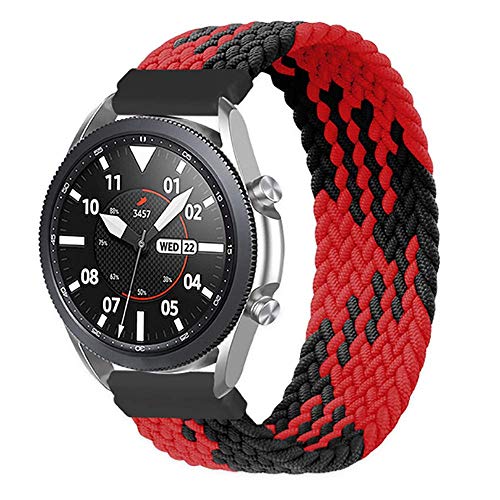 Geflochtener Solo Loop Strap Kompatibel mit Samsung Galaxy watch 3 45mm/Galaxy watch 46mm/Gear S3 Armband Dehnbare Verflochtenen Nylon Sport Ersatzband 22mm Elastic Watch Band(Rot schwarz,XS) von Leishouer