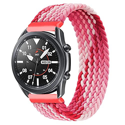 Geflochtener Solo Loop Strap für Samsung Galaxy Watch 6 5 4 40/44/42/46/43/47mm/Galaxy Watch 5 Pro Armband Dehnbare Verflochtenen Nylon Sport Ersatzband 20mm Elastic Watch Band Erdbeerrot XXS von Leishouer