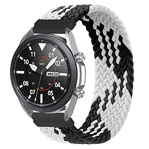 Geflochtener Solo Loop Strap für Samsung Galaxy Watch 6 5 4 40/44/42/46/43/47mm/Galaxy Watch 5 Pro Armband Dehnbare Verflochtenen Nylon Sport Ersatzband 20mm Elastic Watch Band Schwarz-Weiss XXS von Leishouer