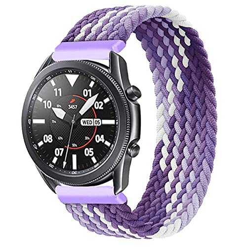Geflochtener Solo Loop Strap für Samsung Galaxy Watch 6 5 4 40/44/42/46/43/47mm/Galaxy Watch 5 Pro Armband Dehnbare Verflochtenen Nylon Sport Ersatzband 20mm Watch Band Traube lila Farbverlauf M von Leishouer
