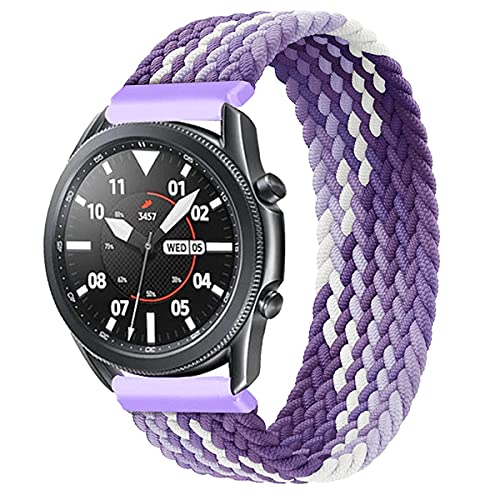 Geflochtener Solo Loop Strap für Samsung Galaxy Watch 6 5 4 40/44/42/46/43/47mm/Galaxy Watch 5 Pro Armband Dehnbare Verflochtenen Nylon Sport Ersatzband 20mm Watch Band Traube lila Farbverlauf S von Leishouer