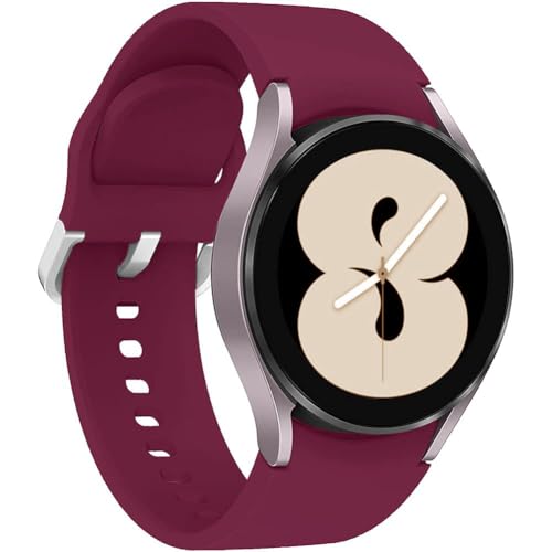 Kompatibel mit Samsung Galaxy Watch 4 40 mm 42 mm 44 mm 46 mm 3 41 mm Armbänder 20 mm Ersatzband aus weichem Silikon, Sportarmband für Galaxy Watch 42 mm Active 2 40 mm 44 mm, Weinrot von Leishouer