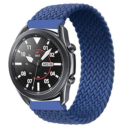 Leishouer Geflochtener Solo Loop Strap Kompatibel mit Samsung Galaxy Watch 3 45mm/Galaxy Watch 46mm/Gear S3 Armband Dehnbare Verflochtenen Nylon Sport Ersatzband 22mm Elastic Watch Band(Blau,XS) von Leishouer