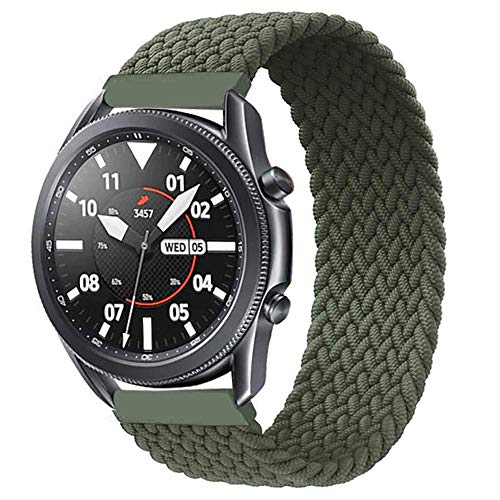 Leishouer Geflochtener Solo Loop Strap für Samsung Galaxy Watch 6 5 4 40/44/42/46/43/47mm/Galaxy Watch 5 Pro Armband Dehnbare Verflochtenen Nylon Sport Ersatzband 20mm Elastic Watch Band Armeegrün XS von Leishouer