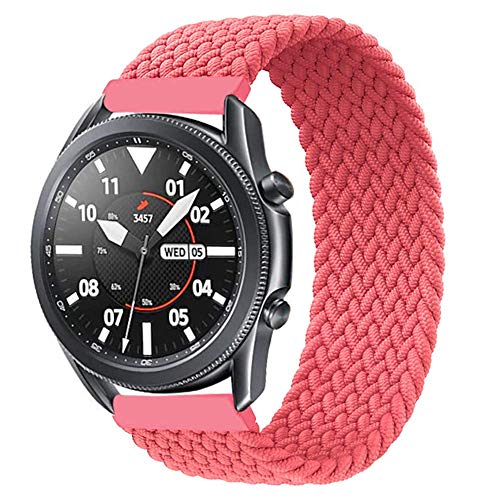 Leishouer Geflochtener Solo Loop Strap für Samsung Galaxy Watch 6 5 4 40/44/42/46/43/47mm/Galaxy Watch 5 Pro Armband Dehnbare Verflochtenen Nylon Sport Ersatzband 20mm Elastic Watch Band Rosa M von Leishouer