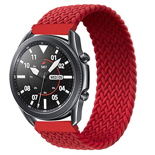 Leishouer Geflochtener Solo Loop Strap für Samsung Galaxy Watch 6 5 4 40/44/42/46/43/47mm/Galaxy Watch 5 Pro Armband Dehnbare Verflochtenen Nylon Sport Ersatzband 20mm Elastic Watch Band Rot XXS von Leishouer