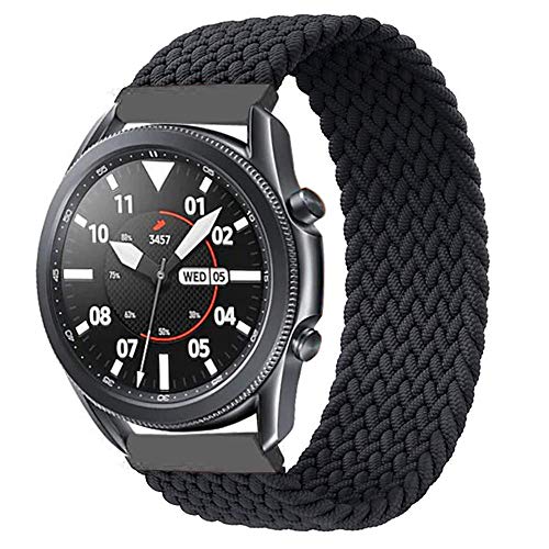 Leishouer Geflochtener Solo Loop Strap für Samsung Galaxy Watch 6 5 4 40/44/42/46/43/47mm/Galaxy Watch 5 Pro Armband Dehnbare Verflochtenen Nylon Sport Ersatzband 20mm Elastic Watch Band Schwarz XS von Leishouer