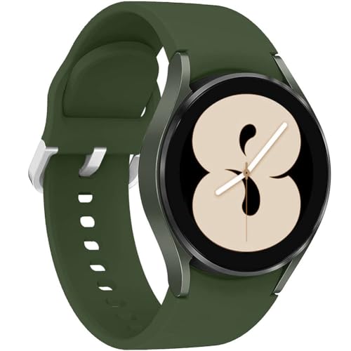 Leishouer Kompatibel mit Samsung Galaxy Watch 4 40 mm 42 mm 44 mm 46 mm 3 41 mm Armbänder 20 mm Ersatzband aus weichem Silikon Sport Strap für Galaxy Watch 42 mm Active 2 40 mm 44 mm, olivgrün von Leishouer