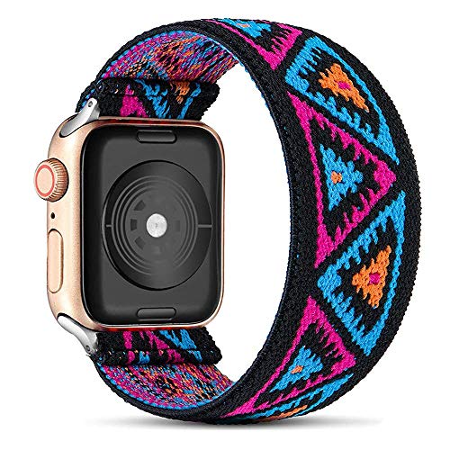 Leishouer Solo Loop Uhrenarmband Kompatibel mit Apple Watch Armband 45mm 41mm 40mm 44mm 38mm 42mm Elastisches Sport Ersatzarmbänder für IWatch 7/6/SE/5/4/3 Scrunchies Strap,Pink Blau 42mm/44mm/45mm von Leishouer