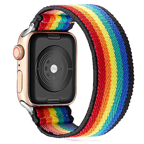 Leishouer Solo Loop Uhrenarmband Kompatibel mit Apple Watch Armband 45mm 41mm 40mm 44mm 38mm 42mm Elastisches Sport Ersatzarmbänder für IWatch 7/6/SE/5/4/3 Scrunchies Strap,Regenbogen 38mm/40mm/41mm von Leishouer