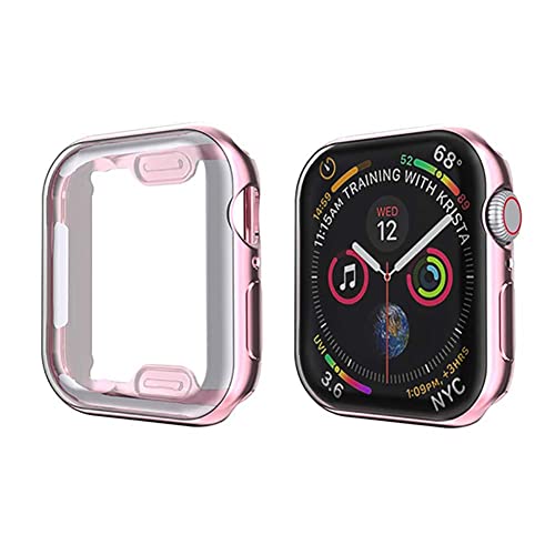 Leishouer kompatibel mit Apple Watch 45 mm Series 7 Hülle, kratzfeste Displayschutzfolie aus weichem TPU, ultravoller Schutz für iWatch Series 7 45 mm Hülle, Pink Pink von Leishouer