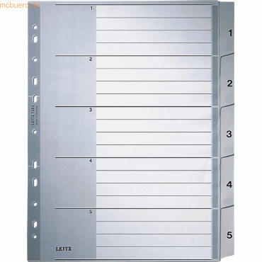 Leitz Register A4 1-5 PP grau mit Deckblatt von Leitz