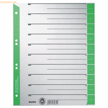 100 x Leitz Trennblatt A4 230g/qm Karton grün 100 x Leitz Trennblatt A4 230g/qm Karton grün von Leitz