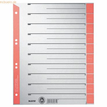 100 x Leitz Trennblatt A4 230g/qm Karton rot 100 x Leitz Trennblatt A4 230g/qm Karton rot von Leitz