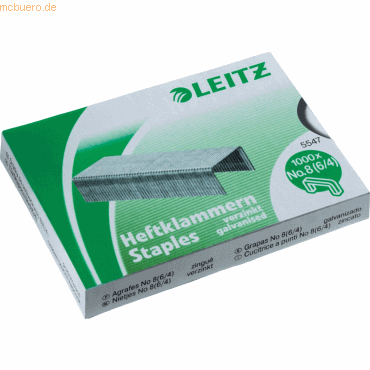 20 x Leitz Heftklammern Nr. 8 (6/4) verzinkt VE=1000 Stück von Leitz