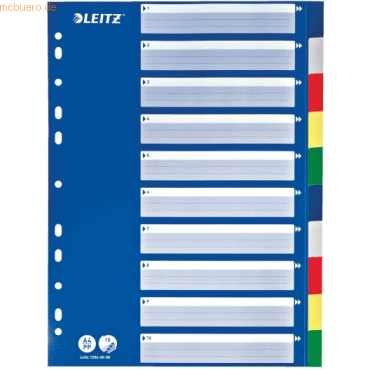 20 x Leitz Register A4 PP 10-teilig farbig von Leitz