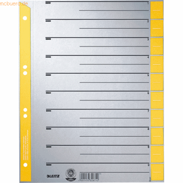 4 x Leitz Trennblätter A4 Taben farbig gelb 230g/qm VE=25 Stück von Leitz