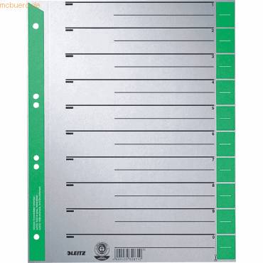 4 x Leitz Trennblätter A4 Taben farbig grün 230g/qm VE=25 Stück 4 x Leitz Trennblätter A4 Taben farbig grün 230g/qm VE=25 Stück von Leitz