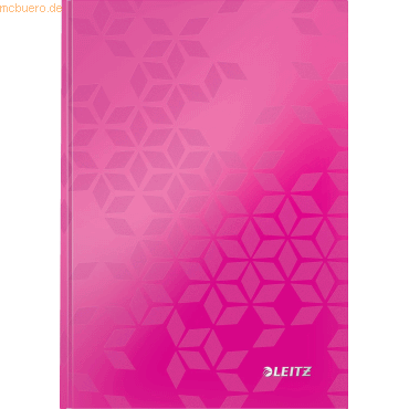 6 x Leitz Notizbuch Wow A5 80 Blatt 90g/qm liniert pink von Leitz