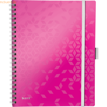 6 x Leitz Notizbuch Wow Be Mobile A4 80 Blatt 80g/qm liniert pink von Leitz