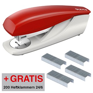 AKTION: LEITZ Heftgerät 5500 rot + GRATIS 200 Heftklammern 24/6 von Leitz