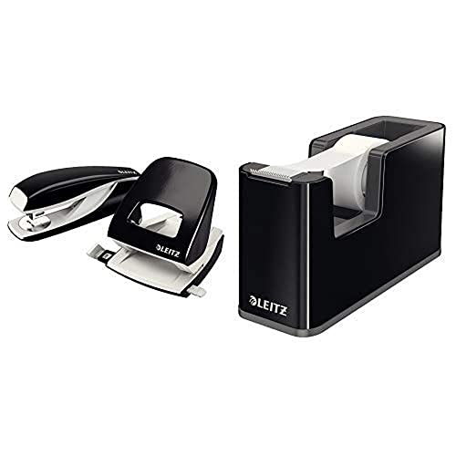 Bundle NeXXt Lo5008 + Hg5502 sw & Leitz, Klebeband-Tischabroller, Fester Stand, Inkl. Beschriftbarem Klebeband, Schwarz/Anthrazit, WOW, 53640095 von Leitz