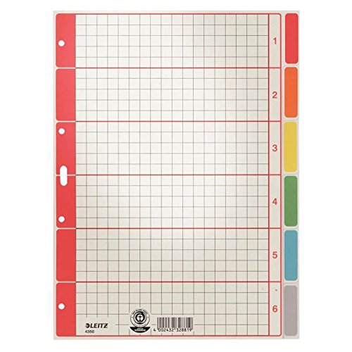 Esselte Leitz Kartonregister Blanko, A4, Karton, 6 Blatt 43500085 Grau mit farbigen Taben, 5 Stück Esselte Leitz Kartonregister Blanko, A4, Karton, 6 Blatt 43500085 Grau mit farbigen Taben, 5 Stück von Leitz