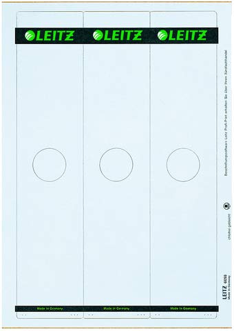 LEITZ® Rückenschild, auf A4-Bogen, selbstklebend, Papier, breit/lang, 61 x 279 mm, grau (75 Stück), Sie erhalten 1 Packung á 75 Stück von Leitz