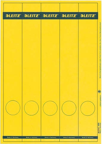 LEITZ® Rückenschild, auf A4-Bogen, selbstklebend, Papier, schmal/lang, 39 x 285 mm, gelb (125 Stück), Sie erhalten 1 Packung á 125 Stück von Leitz